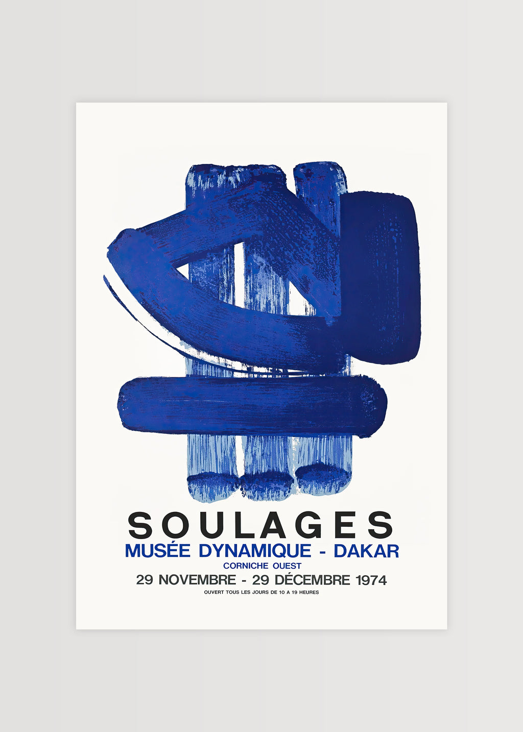 Soulages Blue Abstract Brush Poster