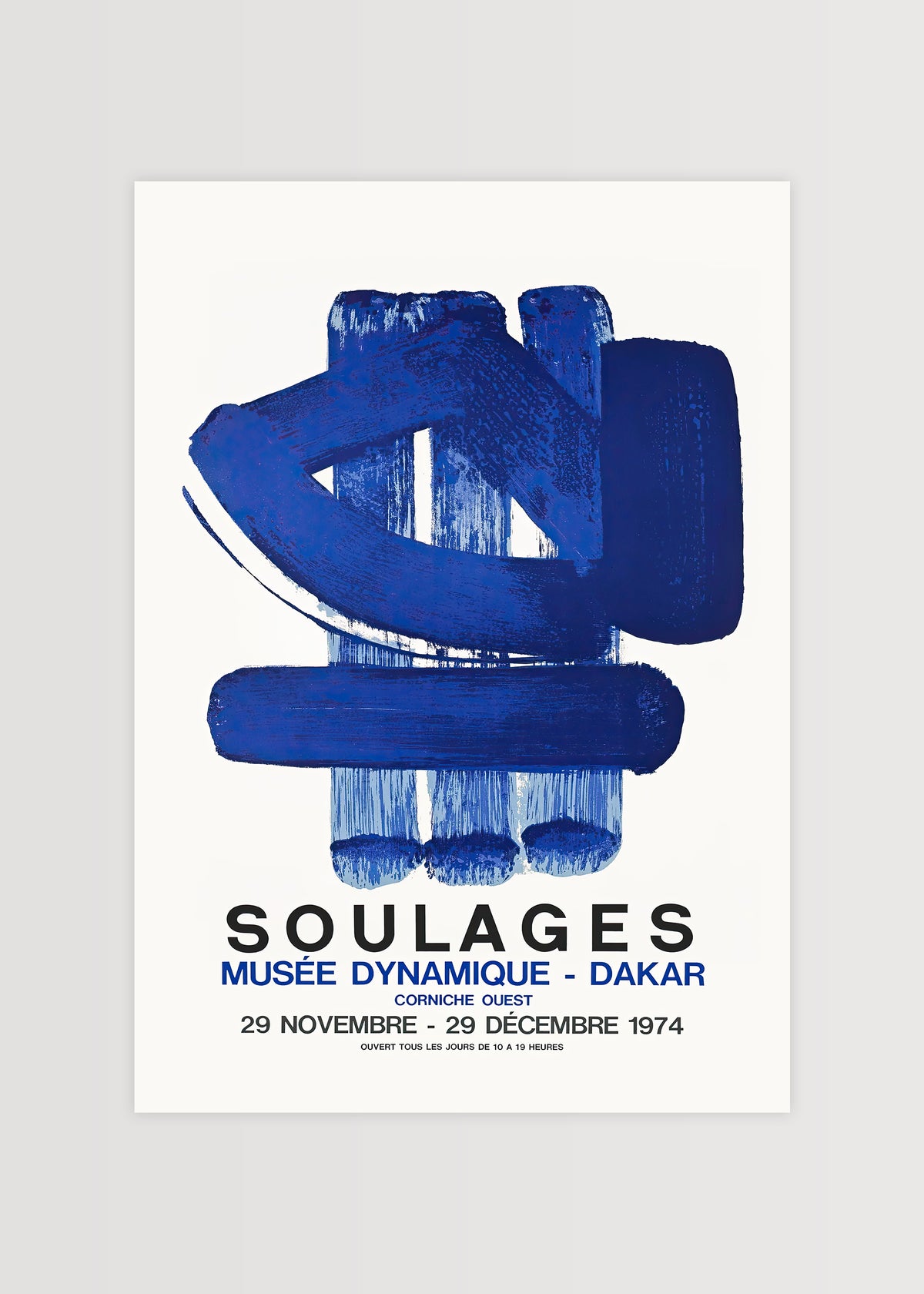 Soulages Blue Abstract Brush Poster