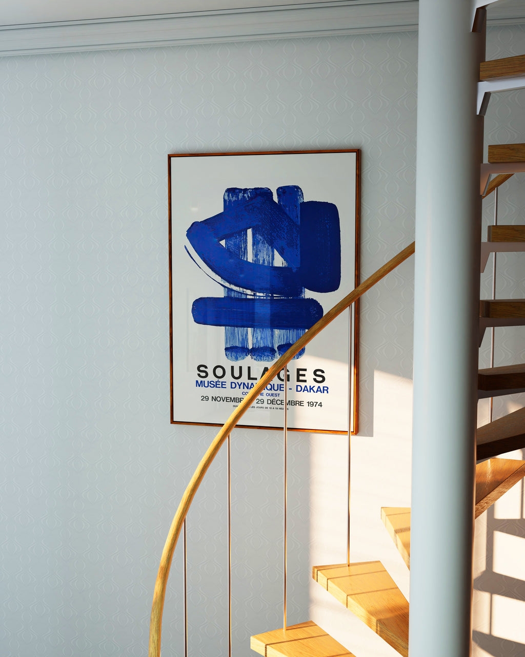 Soulages Blue Abstract Brush Poster