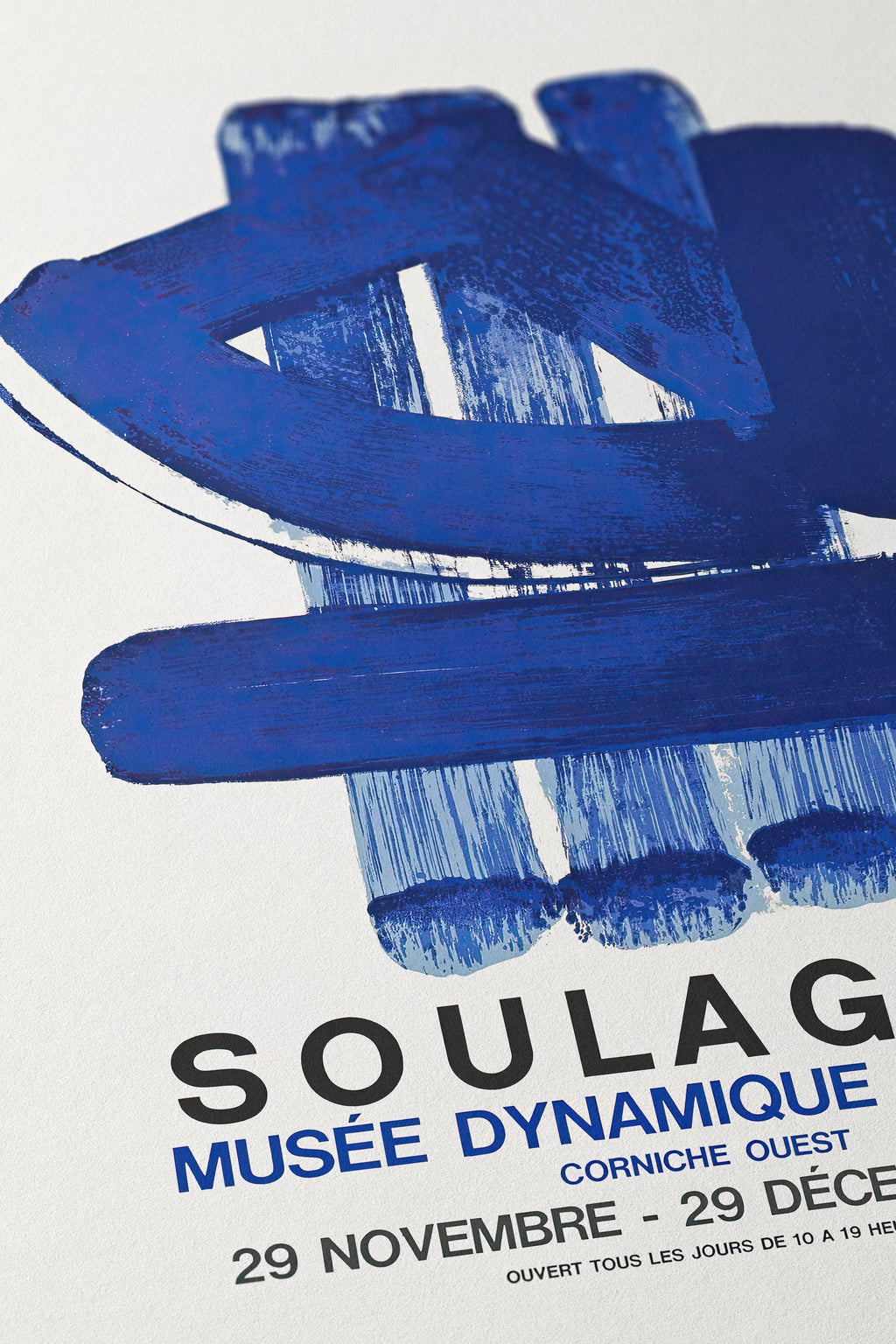 Soulages Blue Abstract Brush Poster